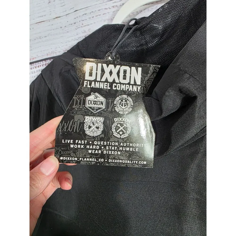 Dixxon Flannel Co Men's Blk packable pullover windbreaker jacket hooded size M